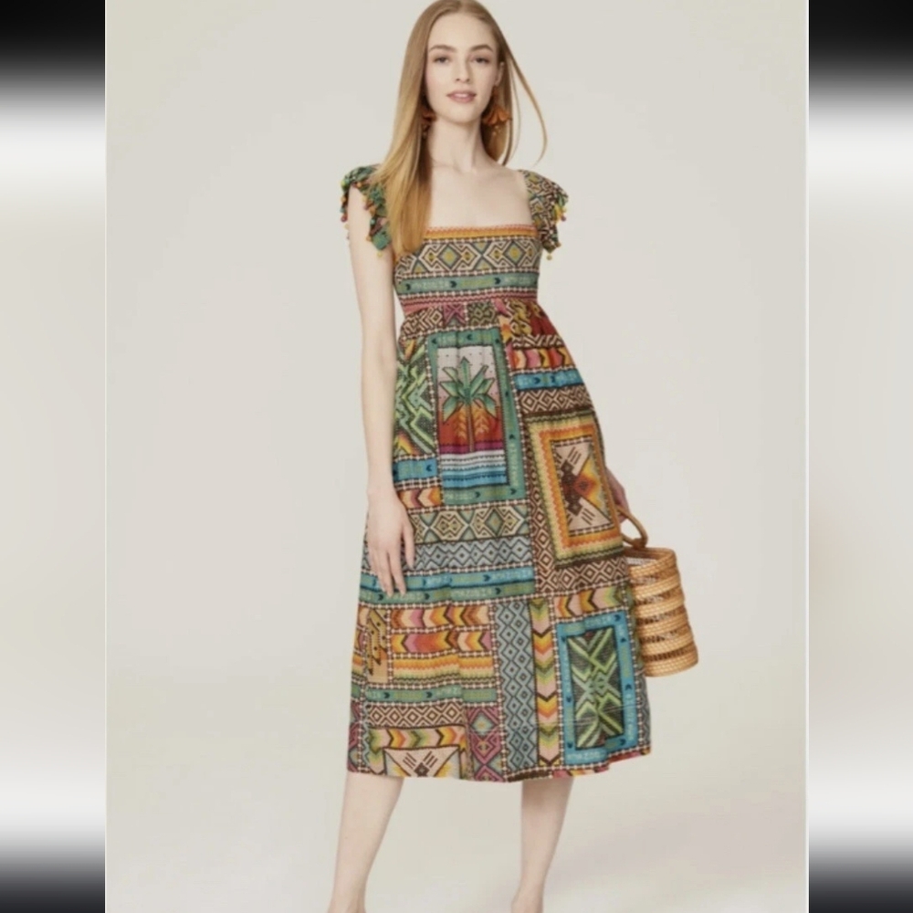 EUC Farm Rio Banana Scarves Midi Dress - Picture 3 of 7